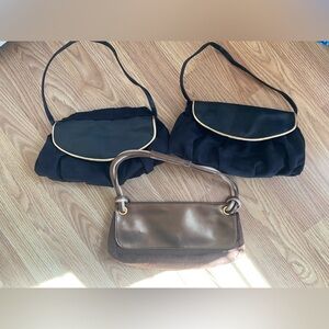 Victoria Secret Lot Of 3 Suede Exterior Handbag/cosmetic Purse